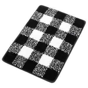 Microfiber Plaid Bathroom Rugs Mat Machine Washable 17"x24" Black & White